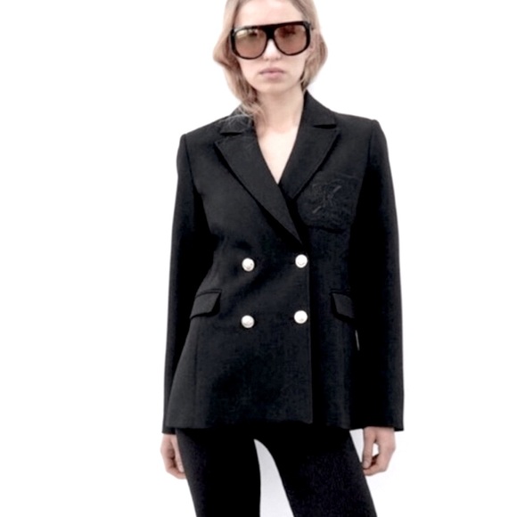 ZARA double breasted embroidery details blazer NEW🔥 - Picture 1 of 9